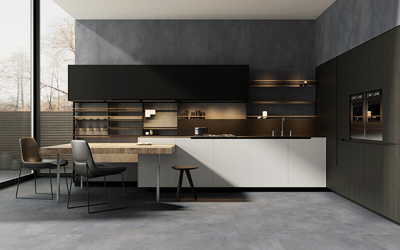 Open kitchen non-slip porcelain tiles