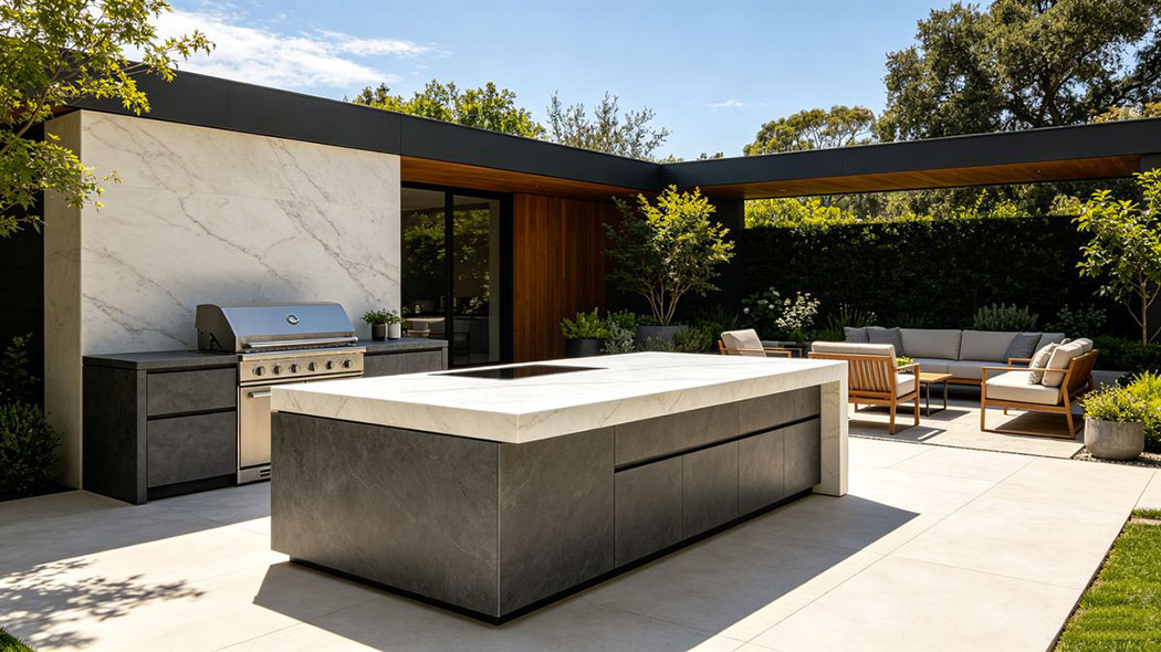 Application of slab rock in outdoor spaces of villas