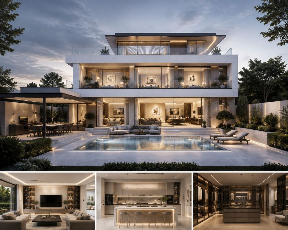 modern villa design with sintered stone applications modern villa design with sintered stone applications